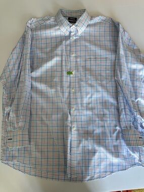 Izod White Shirt with Blue and Pink Check Pattern